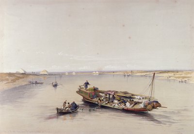 Blick auf den Nil in Richtung der Pyramiden von Dahshur und Saqqarah, aus Ägypten und Nubien, Bd.1 von David Roberts